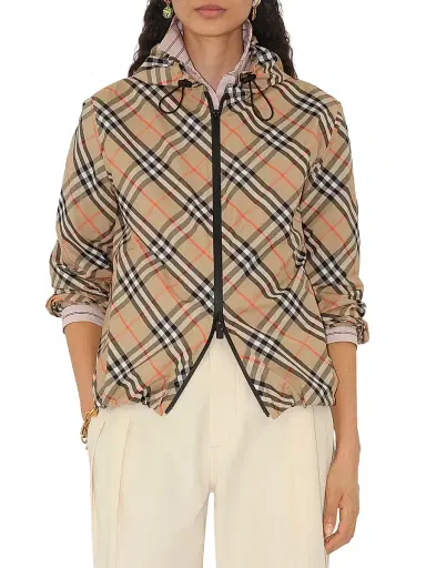Burberry Women's Check Hooded Jacket - Sand Ip Check - Size XL | Thumbnail 3 Burberry Women's Check Hooded Jacket - Sand Ip Check - Size XL | Thumbnail 3