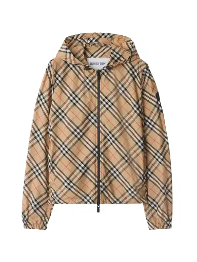 Burberry Women's Check Hooded Jacket - Sand Ip Check - Size XL | Thumbnail 1 Burberry Women's Check Hooded Jacket - Sand Ip Check - Size XL | Thumbnail 1