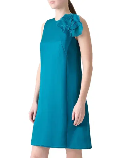 Akris Women's Organza Anemone Silk Minidress - Laguna Blue | Thumbnail 3