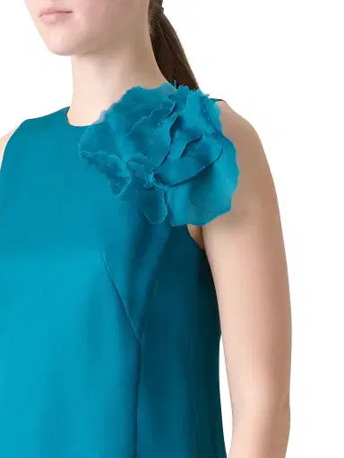 Akris Women's Organza Anemone Silk Minidress - Laguna Blue | Thumbnail 5