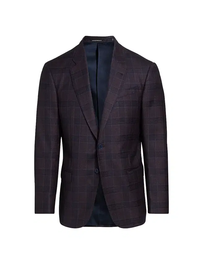 Men's Plaid Wool Sport Coat - Purple