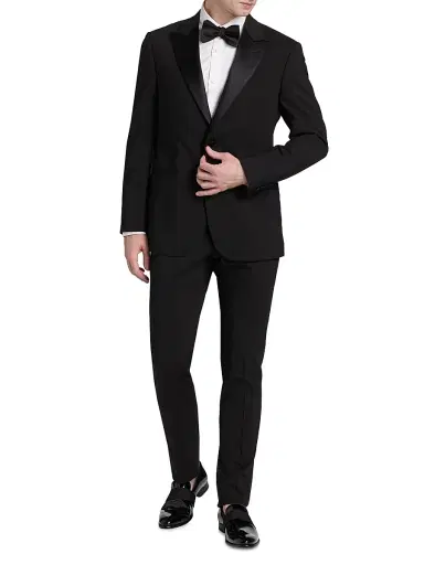 Emporio Armani Men's Satin-Lapel Wool Tuxedo - Black Beauty | Thumbnail 2