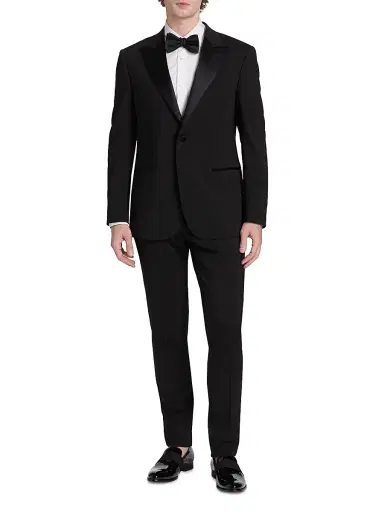 Emporio Armani Men's Satin-Lapel Wool Tuxedo - Black Beauty | Thumbnail 3