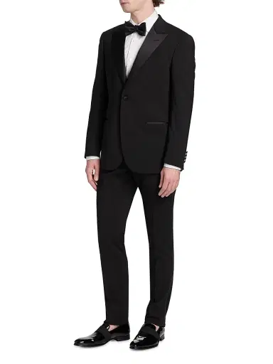 Emporio Armani Men's Satin-Lapel Wool Tuxedo - Black Beauty | Thumbnail 4