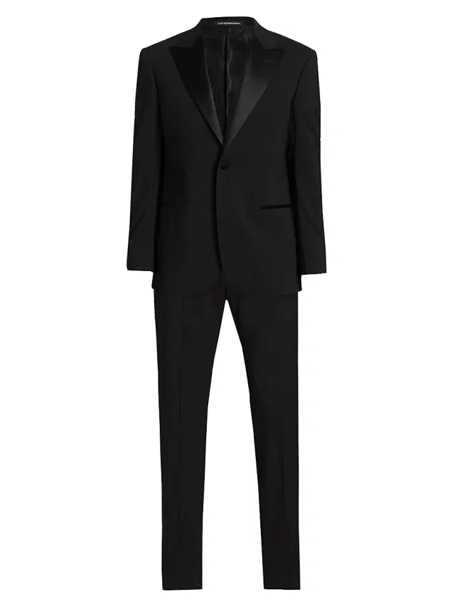 Men's Satin-Lapel Wool Tuxedo - Black Beauty