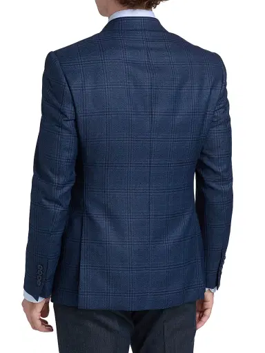 Emporio Armani Men's Plaid Wool Sport Coat - Navy | Thumbnail 5 Emporio Armani Men's Plaid Wool Sport Coat - Navy | Thumbnail 5