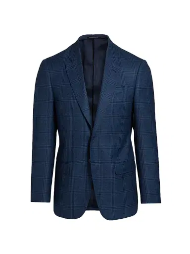 Emporio Armani Men's Plaid Wool Sport Coat - Navy | Thumbnail 1 Emporio Armani Men's Plaid Wool Sport Coat - Navy | Thumbnail 1
