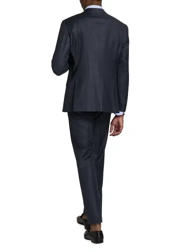 Giorgio Armani Men's Windowpane Plaid Wool-Silk Suit - Dark Blue | Thumbnail 5