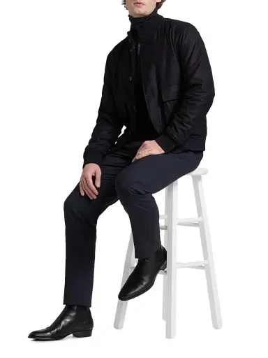 Emporio Armani Men's Wool Bomber Jacket - Dark Navy - Size 40 | Thumbnail 2 Emporio Armani Men's Wool Bomber Jacket - Dark Navy - Size 40 | Thumbnail 2