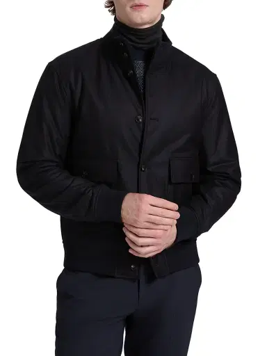 Emporio Armani Men's Wool Bomber Jacket - Dark Navy - Size 40 | Thumbnail 3 Emporio Armani Men's Wool Bomber Jacket - Dark Navy - Size 40 | Thumbnail 3