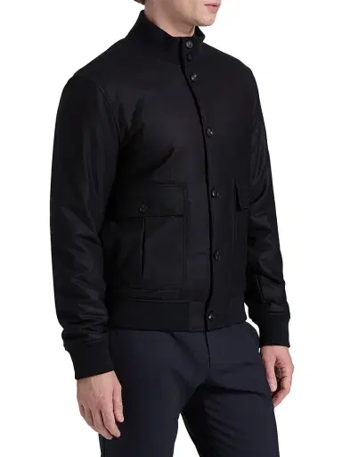 Emporio Armani Men's Wool Bomber Jacket - Dark Navy - Size 40 | Thumbnail 4 Emporio Armani Men's Wool Bomber Jacket - Dark Navy - Size 40 | Thumbnail 4