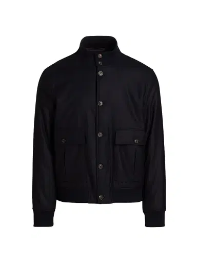 Emporio Armani Men's Wool Bomber Jacket - Dark Navy - Size 40 | Thumbnail 1 Emporio Armani Men's Wool Bomber Jacket - Dark Navy - Size 40 | Thumbnail 1
