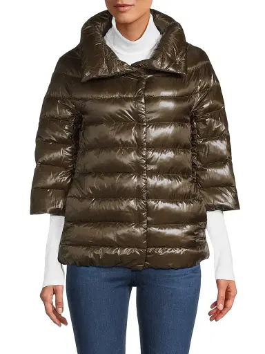 Herno Women's Iconico Aminta Cocoon Down Puffer Coat - Olive Green | Thumbnail 3 Herno Women's Iconico Aminta Cocoon Down Puffer Coat - Olive Green | Thumbnail 3