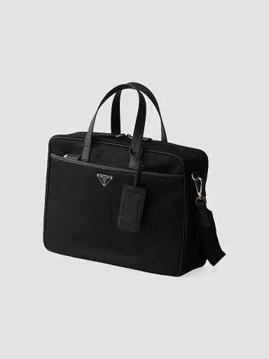 Prada Men's Re-Nylon and Saffiano Leather Work Bag - Black | Thumbnail 4