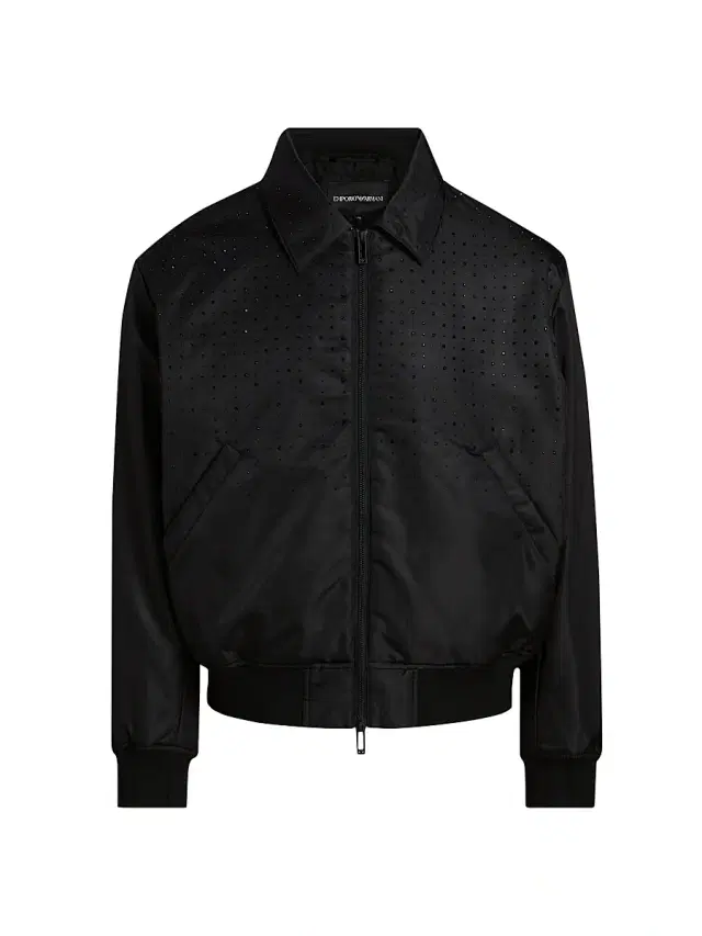 Emporio Armani Men's Clubwear Capsule Rhinestone Bomber Jacket - Black