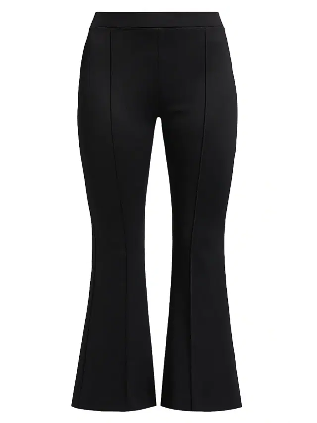 Rosetta Getty Women's Pin-Tucked Flare Crop Pull-On Pants - Black