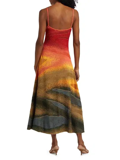 The Elder Statesman Women's Abstract Fine-Knit Sleeveless Midi-Dress - Sunset Multi | Thumbnail 5