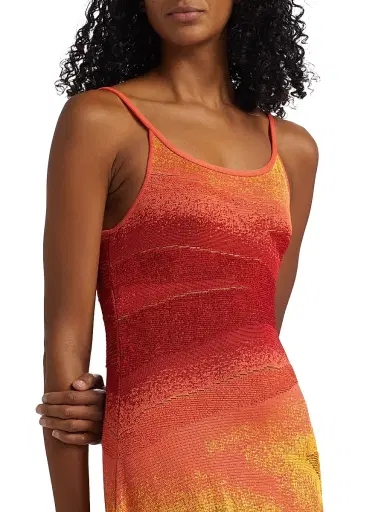 The Elder Statesman Women's Abstract Fine-Knit Sleeveless Midi-Dress - Sunset Multi | Thumbnail 6