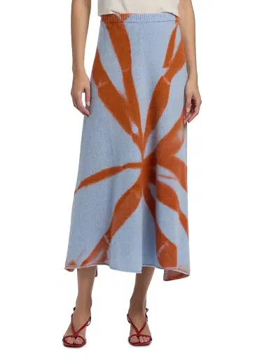 The Elder Statesman Women's Mythic Dyed Cashmere Midi-Skirt - Ice Persimmon | Thumbnail 3