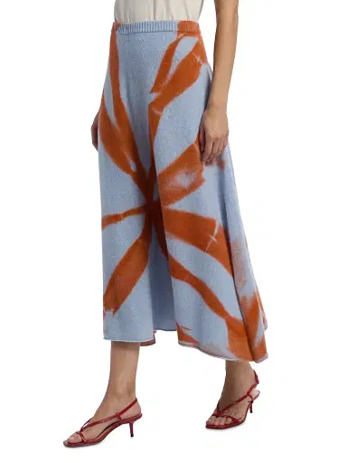 The Elder Statesman Women's Mythic Dyed Cashmere Midi-Skirt - Ice Persimmon | Thumbnail 4