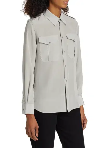 Nili Lotan Women's Jeanette Silk Utility Shirt | Thumbnail 4 Nili Lotan Women's Jeanette Silk Utility Shirt | Thumbnail 4