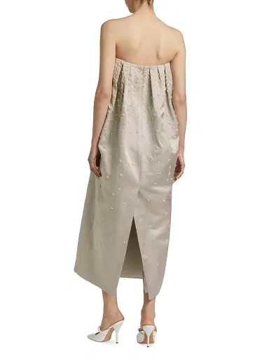 Adam Lippes Women's Brynn Strapless Beaded Silk Midi-Dress | Thumbnail 5