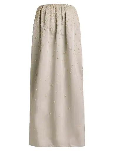 Adam Lippes Women's Brynn Strapless Beaded Silk Midi-Dress | Thumbnail 1