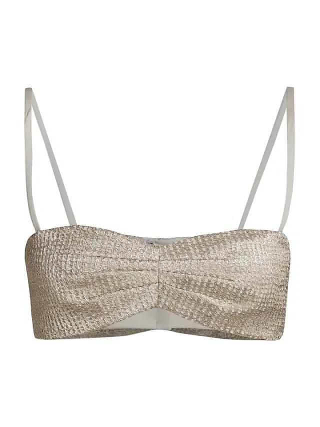Zeynep Arçay Women's Glittery Lace Bandeau Top - Silver