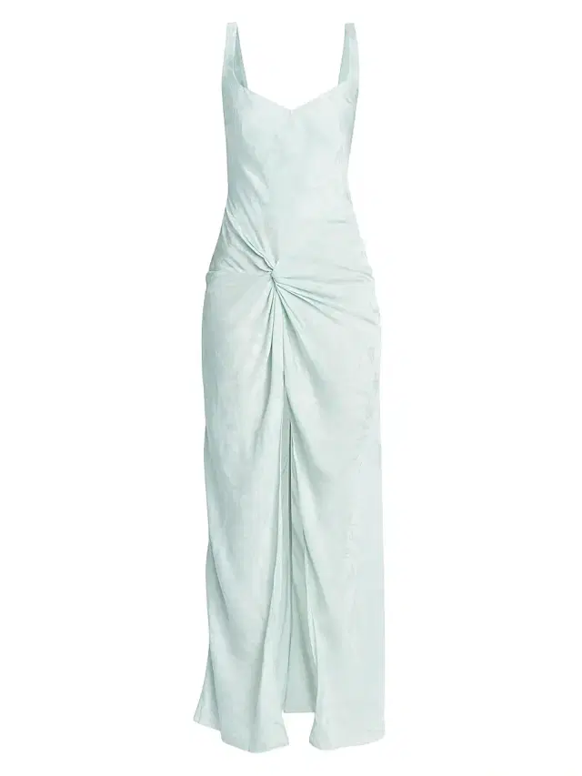 Alejandra Alonso Rojas Women's Jacquard Twist Waist Cocktail Dress - Light Blue