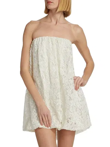 ALEJANDRA ALONSO ROJAS Women's Floral Lace Bubble Minidress | Thumbnail 3