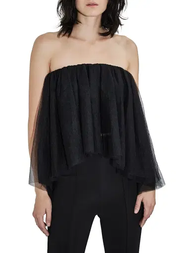 Et Ochs Women's Palmer Tulle Scrunchie Top - Black | Thumbnail 3