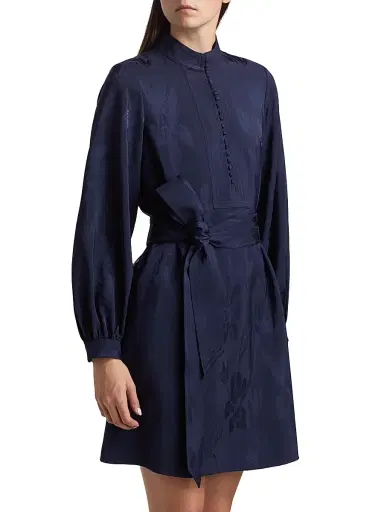 Figue Women's Izzie Floral Jacquard Tie-Waist Minidress - True Navy | Thumbnail 4 Figue Women's Izzie Floral Jacquard Tie-Waist Minidress - True Navy | Thumbnail 4
