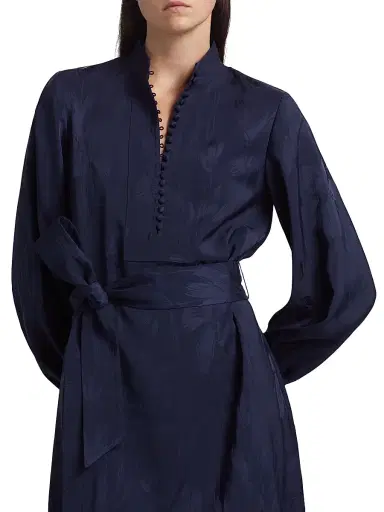 Figue Women's Izzie Floral Jacquard Tie-Waist Minidress - True Navy | Thumbnail 6 Figue Women's Izzie Floral Jacquard Tie-Waist Minidress - True Navy | Thumbnail 6