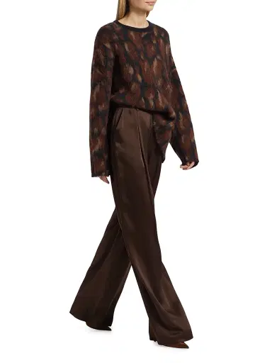 LAPOINTE Women's Satin Relaxed Pleated Pants - Dark Brown | Thumbnail 2 LAPOINTE Women's Satin Relaxed Pleated Pants - Dark Brown | Thumbnail 2