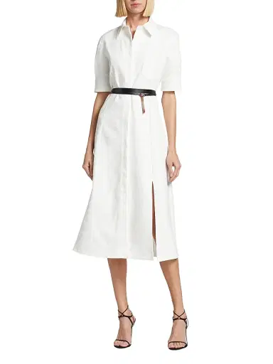 Altuzarra Women's Kieran Belted Stretch Denim Shirtdress - Optic White | Thumbnail 3