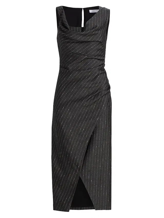 Prabal Gurung Women's Pinstripe Ruched Sheath Dress - Charcoal White