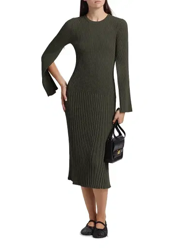 Proenza Schouler Women's Kenna Rib-Knit Midi-Dress - Fatigue | Thumbnail 2
