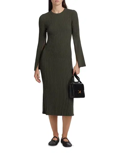 Proenza Schouler Women's Kenna Rib-Knit Midi-Dress - Fatigue | Thumbnail 3
