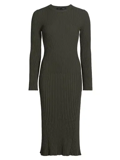 Proenza Schouler Women's Kenna Rib-Knit Midi-Dress - Fatigue | Thumbnail 1