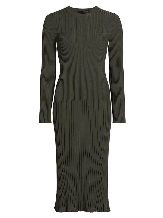 Proenza Schouler Women's Kenna Rib-Knit Midi-Dress - Fatigue
