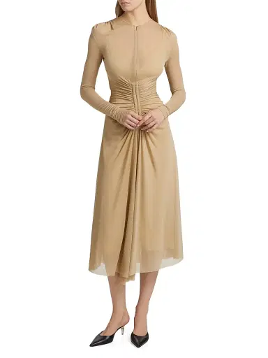 Proenza Schouler Women's Kerstin Ruched Crepe Jersey Midi-Dress - Khaki | Thumbnail 2