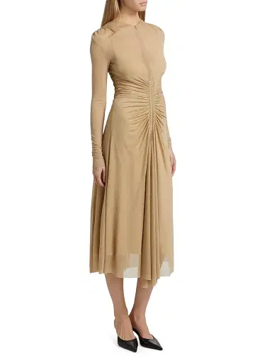 Proenza Schouler Women's Kerstin Ruched Crepe Jersey Midi-Dress - Khaki | Thumbnail 4