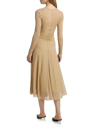 Proenza Schouler Women's Kerstin Ruched Crepe Jersey Midi-Dress - Khaki | Thumbnail 5