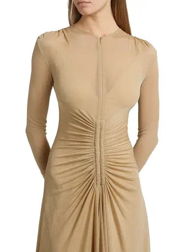 Proenza Schouler Women's Kerstin Ruched Crepe Jersey Midi-Dress - Khaki | Thumbnail 6