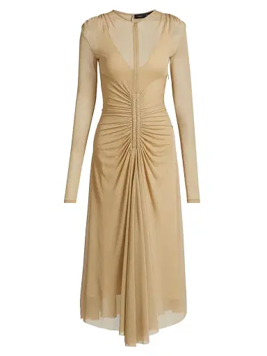 Proenza Schouler Women's Kerstin Ruched Crepe Jersey Midi-Dress - Khaki | Thumbnail 1