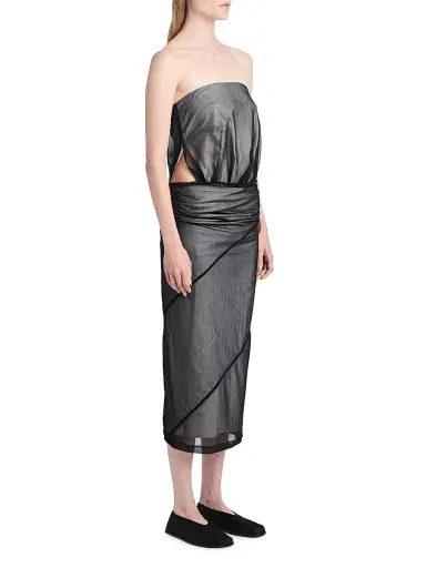Proenza Schouler Women's Gwen Strapless Cut-Out Midi-Dress - Black | Thumbnail 3