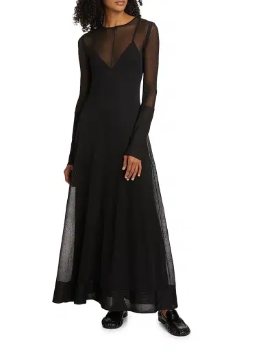Proenza Schouler Women's Anneliese Silk Organza Maxi Dress - Black | Thumbnail 3
