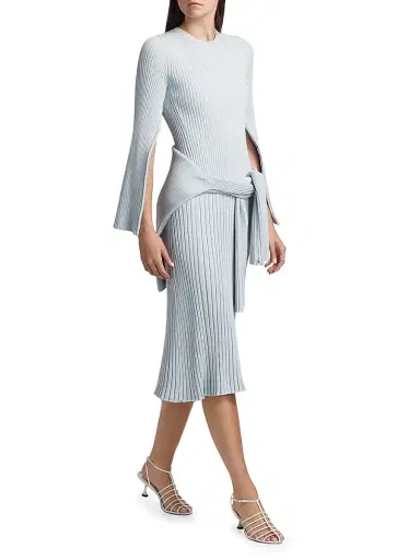 Proenza Schouler Women's Kenna Rib-Knit Midi-Dress - Pale Blue | Thumbnail 2