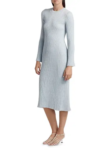 Proenza Schouler Women's Kenna Rib-Knit Midi-Dress - Pale Blue | Thumbnail 4