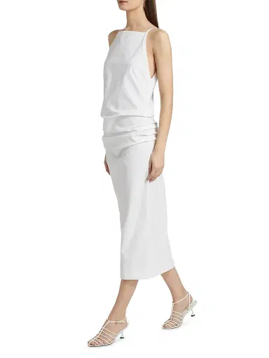 Proenza Schouler Women's Priya Cotton-Blend Sheath Midi-Dress - Off White | Thumbnail 2